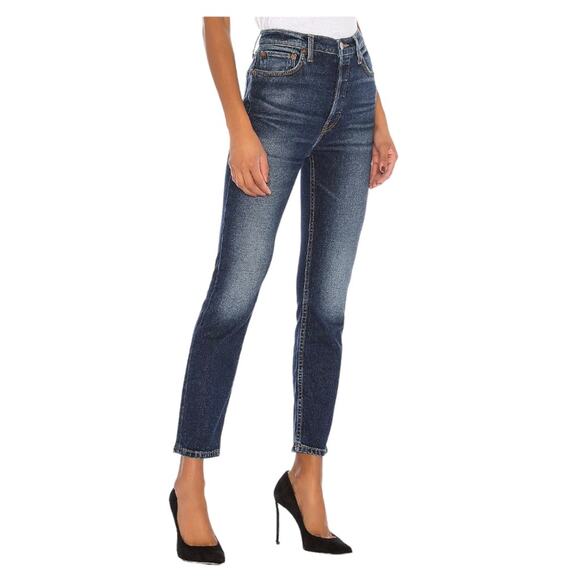 RE/DONE Originals High Rise Ankle Crop in Midnight Blue - Picture 1 of 10